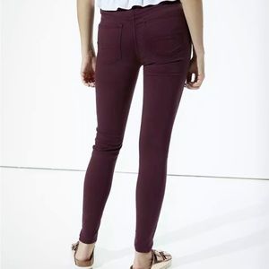 American Eagle Dark Purple Colored Soft Sateen Jegging Skinny Jeans